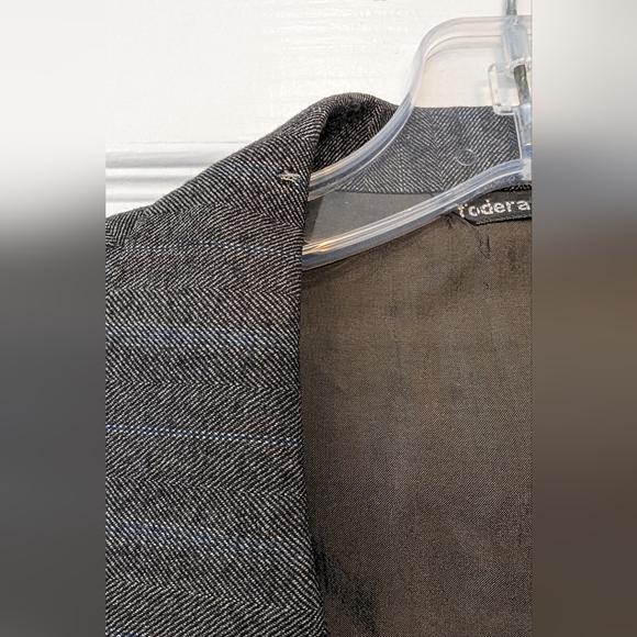 Fodera Bemberg gray striped double breasted wool Lana suit jacket blazer size 52 - Picture 4 of 14